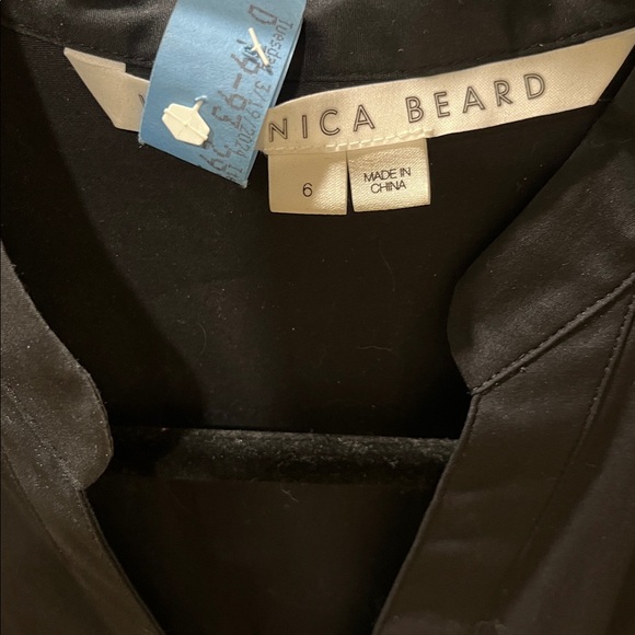 Veronica Beard Black Ruched Assymetric Button Shirtdress - Picture 7 of 12